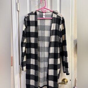 Black and White Checkered Women's Cardigan